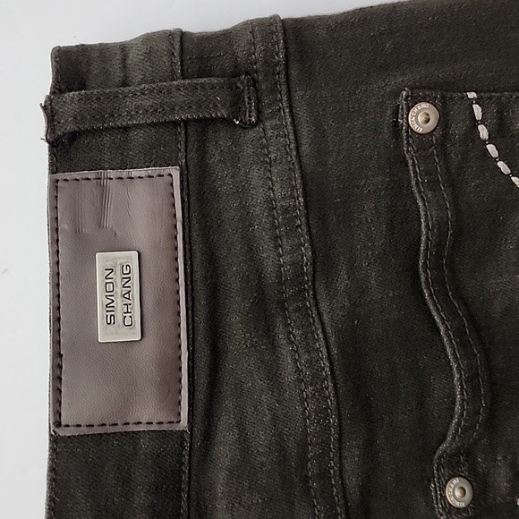 Simon Chang Women's Khaki Brown  Denim Jeans Straight Leg Stretch Size 2 - Picture 10 of 16